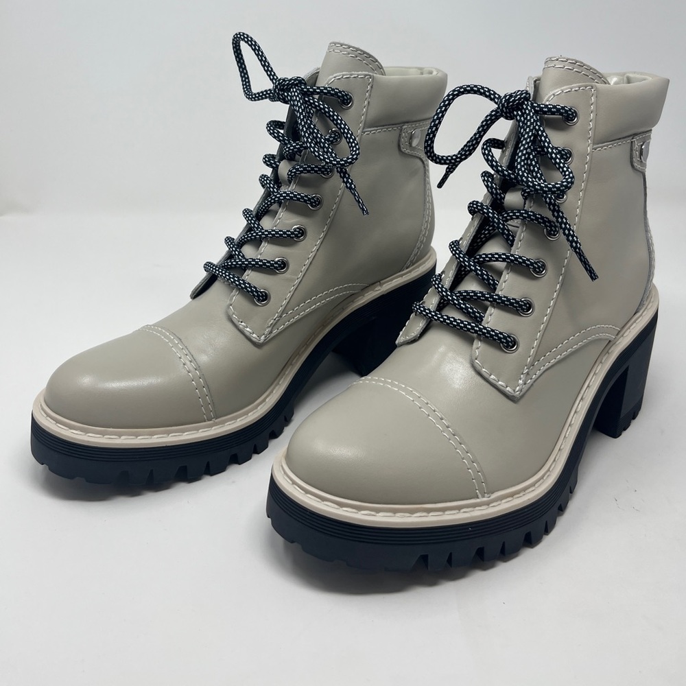 NWOT. Marc Fisher Light Grey Combat Boots Size 8